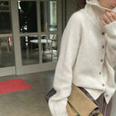 High Neck Pure Wool Short Cardigan