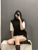 Half High Collar Vintage Vest Sweater