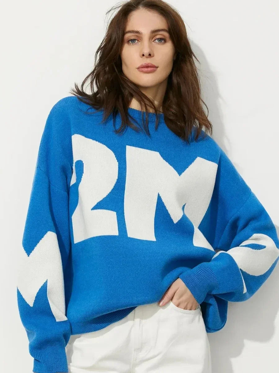 Oversized O-neck Knitted Pullover