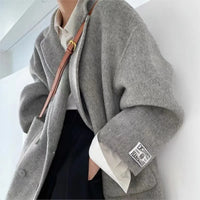 Double Breasted Oversized Short Wool Coat