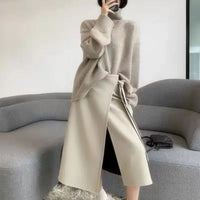 Loose High Neck Wool Pullover Sweater