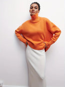 Oversized Solid Turtleneck Sweater
