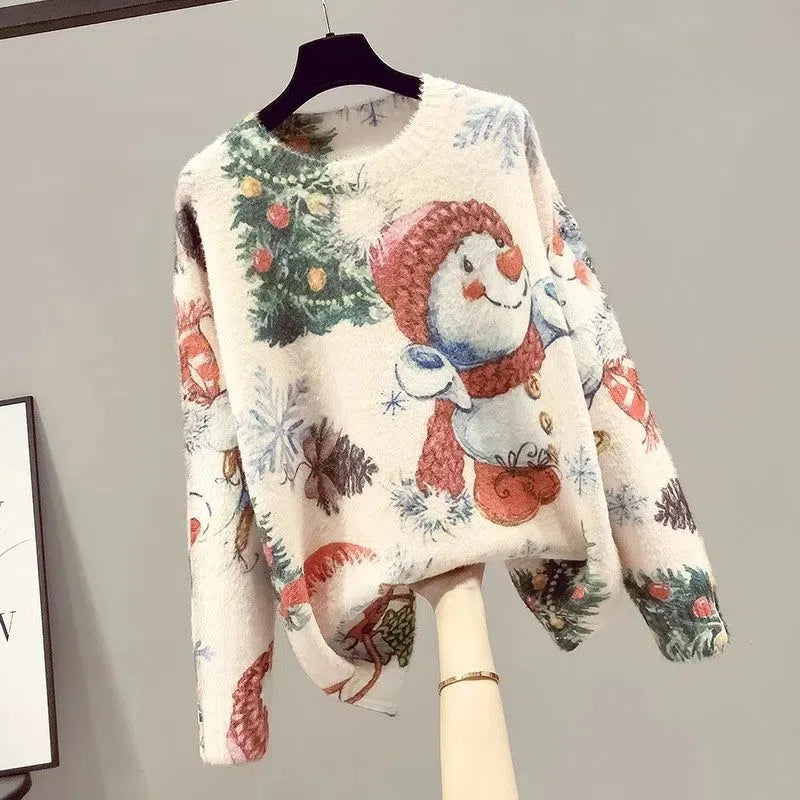 Christmas Snowman Pullover Knitted  Sweater