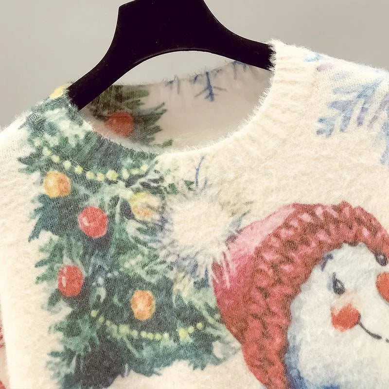 Christmas Snowman Pullover Knitted  Sweater