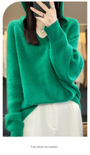 Hooded 100% Wool Knitted Sweater