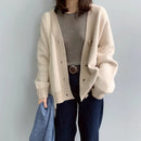 Oversized V-Neck Striped Cardigan