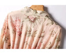 Floral Print Chiffon Bow Neck Long Sleeve Dress