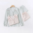 Long-sleeved Shirt & Pants Satin Pajamas Set
