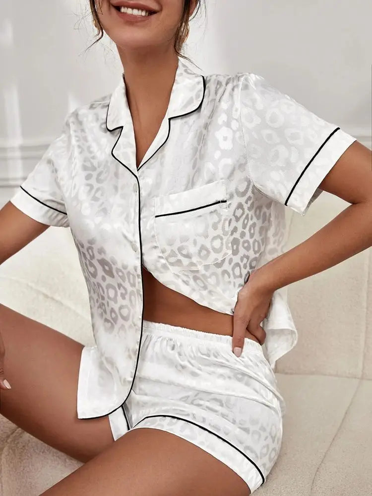 Satin Shorts Pajamas Two Piece Set