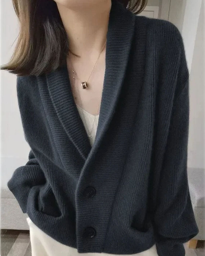 Shawl Collared 100% Cashmere Cardigan