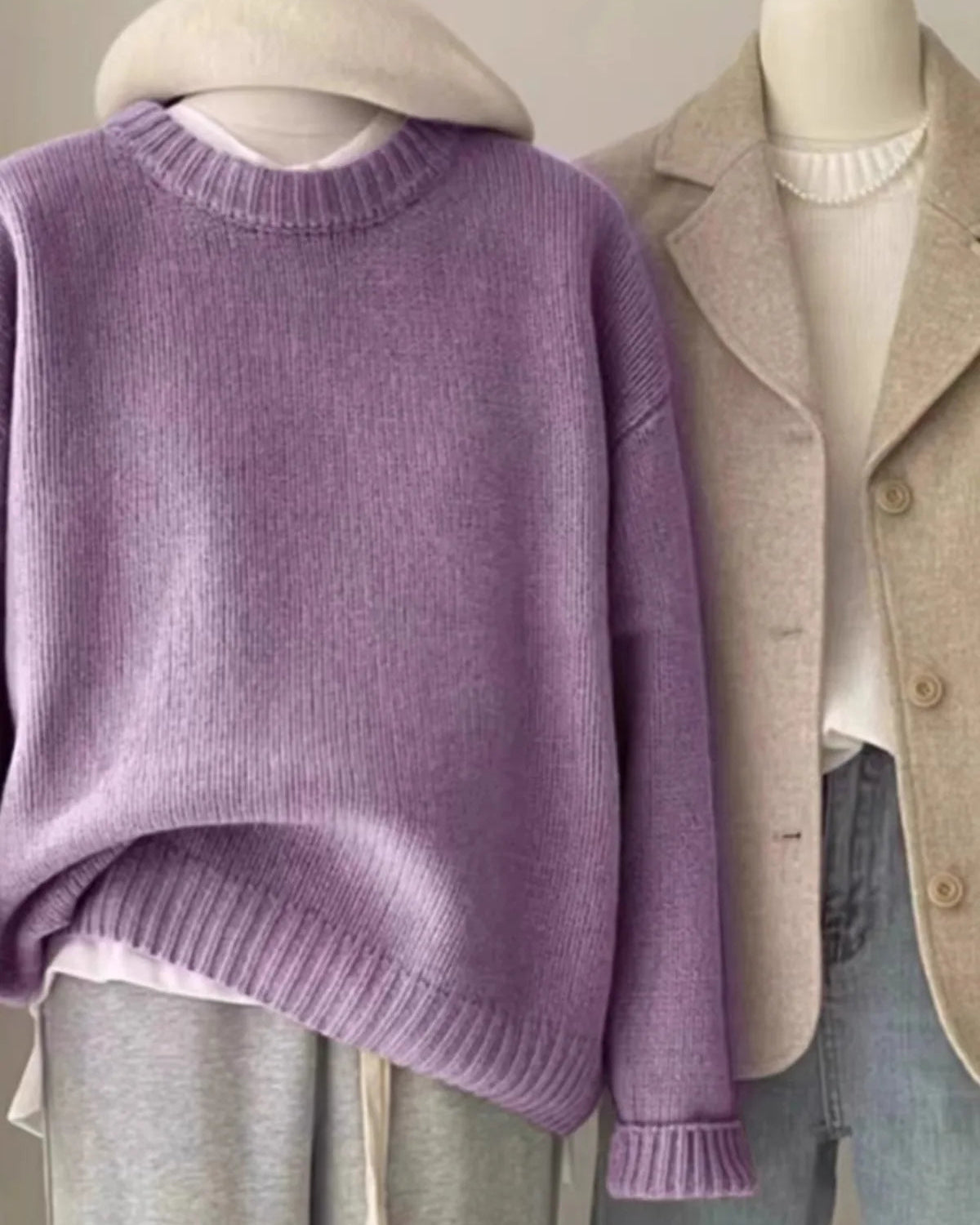 Soft Waxy Round Neck Cashmere Sweater