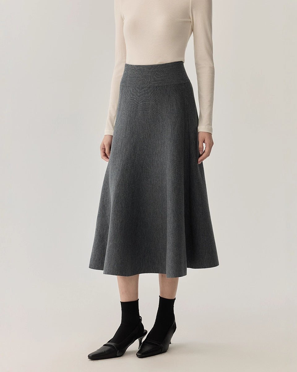 Solid Color Simple Midi Skirt