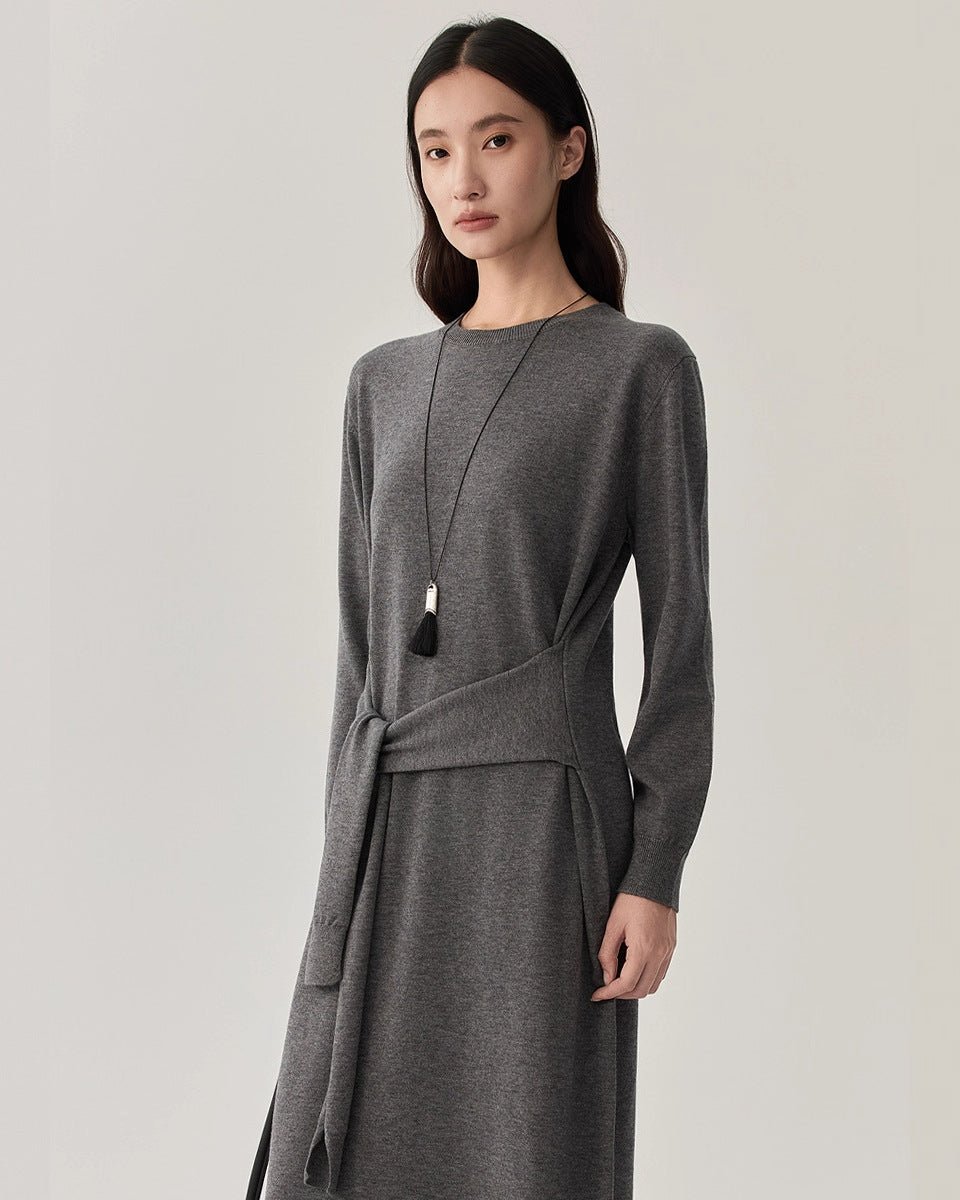 Wool Crew Neck Knit Dress